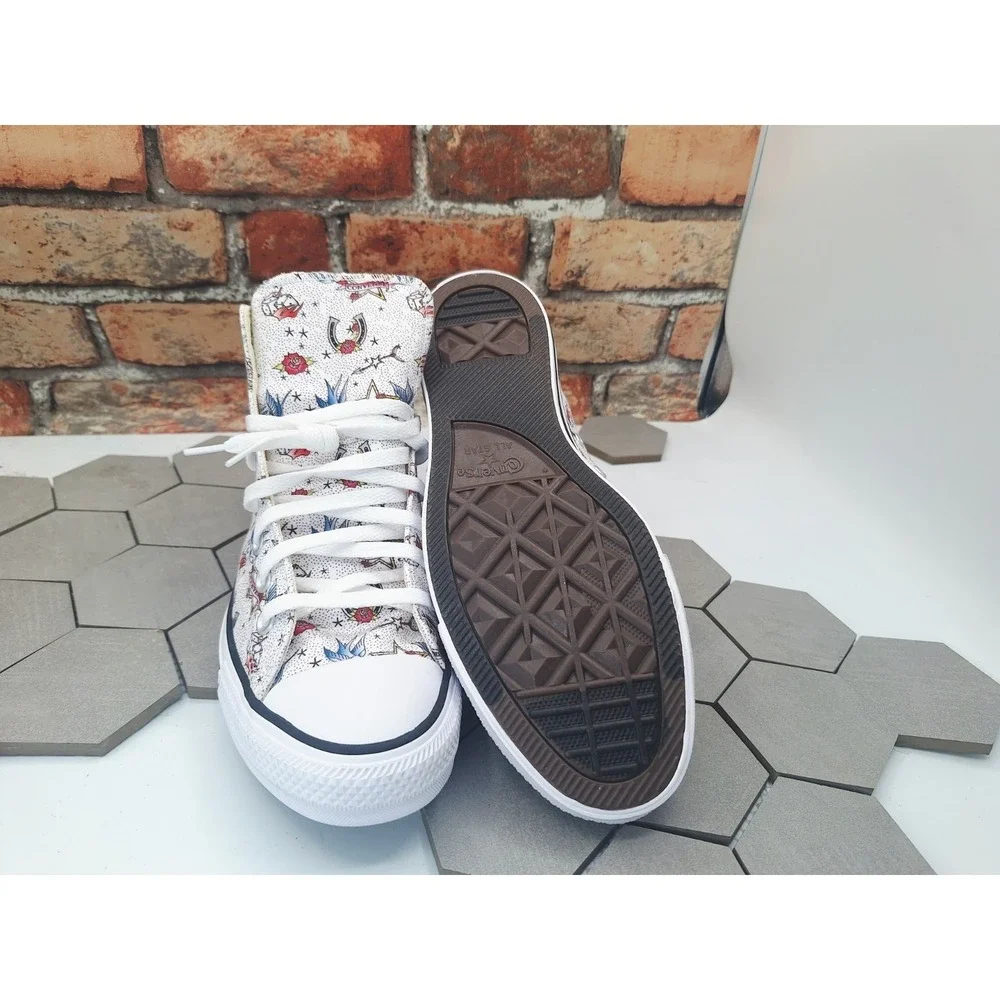 Converse Chuck Taylor Hi American Traditional Tattoo Flash Print Mens Sz 9 Rare